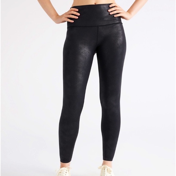 knix Pants - Knix Womens High Waisted Contour Leggings Black Shimmer Medium Edgy Athleisure